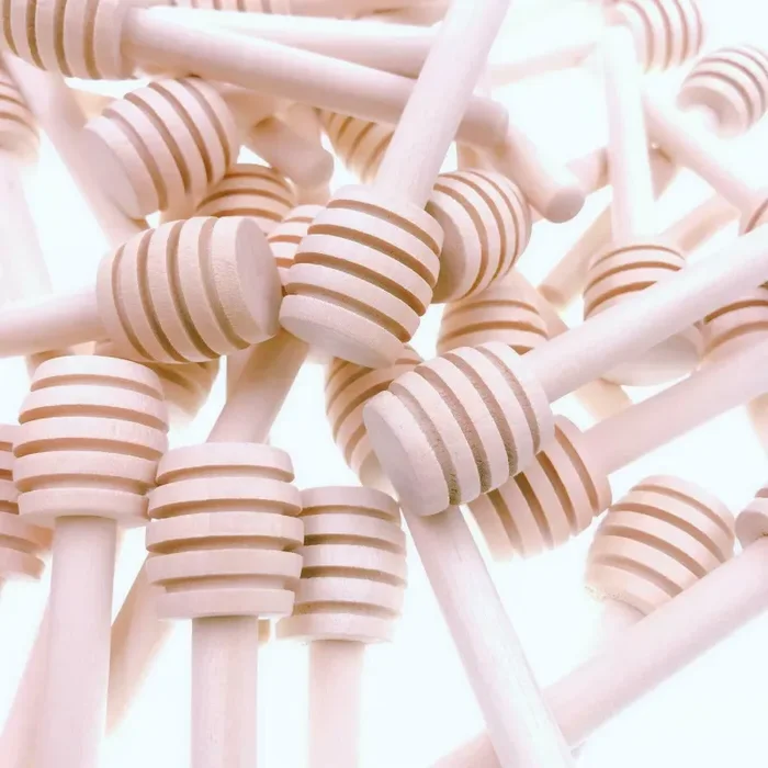 50x Mini bastoncini di legno spargimiele, Cucchiaini da 8cm per vasetti di miele - immagine 2