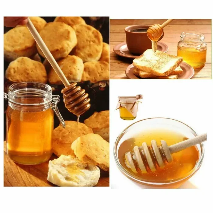 50x Mini bastoncini di legno spargimiele, Cucchiaini da 8cm per vasetti di miele - immagine 3