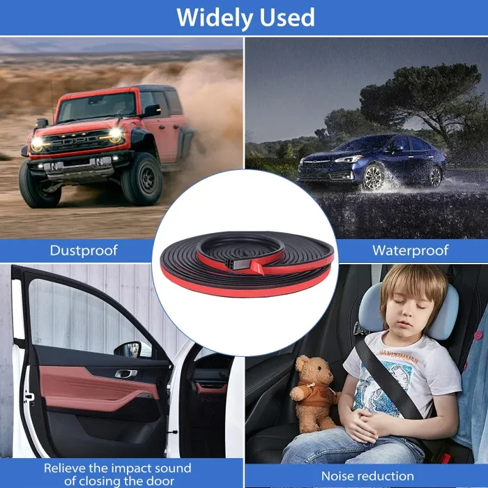 5M Guarnizione autoadesiva in gomma striscia sigillante adatta per porte auto cofano e portellone insonorizzante e impermeabile universale. - immagine 3