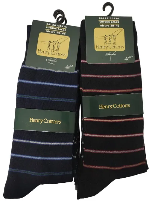 6 Paia di calze corte caldo cotone uomo Henry Cottons art HC314 colore foto misura unica - immagine 2