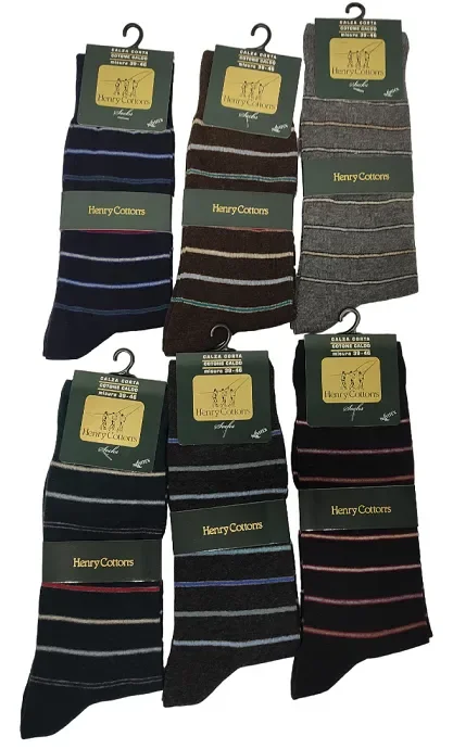 6 Paia di calze corte caldo cotone uomo Henry Cottons art HC314 colore foto misura unica - immagine 3