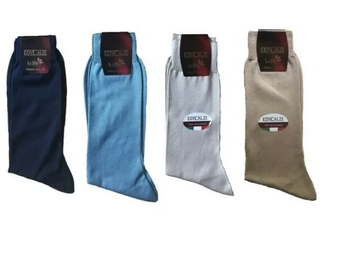 6 PAIA DI CALZE UOMO CORTE EDY CALZE IN FILO DI SCOZIA ART. 50/1 COL. PASTELLO MIS. A SCELTA