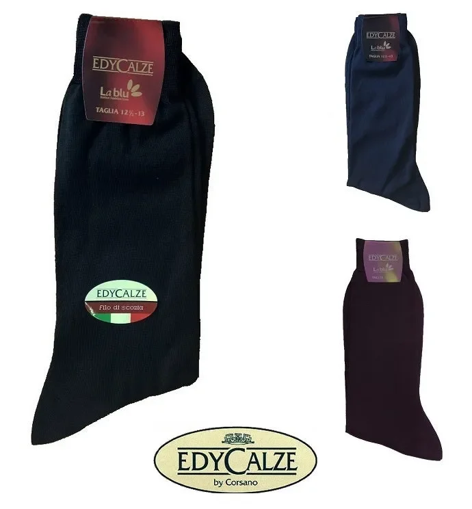 6 PAIA DI CALZE UOMO LUNGHE EDY CALZE IN FILO DI SCOZIA ART. 50 FRANCESI COL. E MIS. A SCELTA