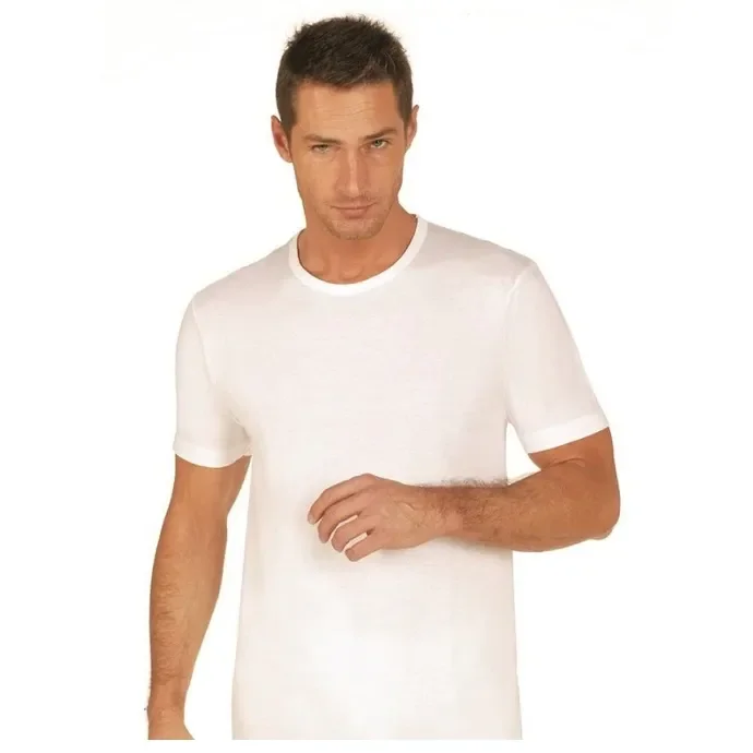 6 T-shirt uomo girocollo in cotone Nottingham art. TM6102B colore bianco misura a scelta Vendita calda online