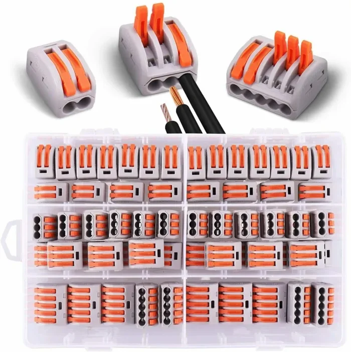 60 Pezzi Connettori Elettrici con Leva 20 Morsetti a 2 vie 30 a 3 vie 10 a 5 vie