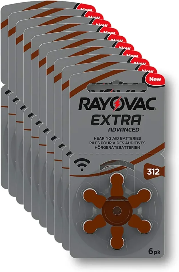 60 piles auditives Rayovac 312 Extra advanced / pile auditive PR41 / piles pour appareils auditifs / 312AE,A312,DA312,P312,PR312H by Rayovac