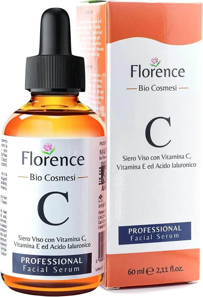 60ml. Bio Siero Vitamina C/E ed Acido Ialuronico Puro al 100%. Biologico, Vegano, Antirughe, Antimacchie, Antietá e Illuminante. Siero Viso Collo e Contorno Occhi. Anche per Dermaroller. Made in Italy