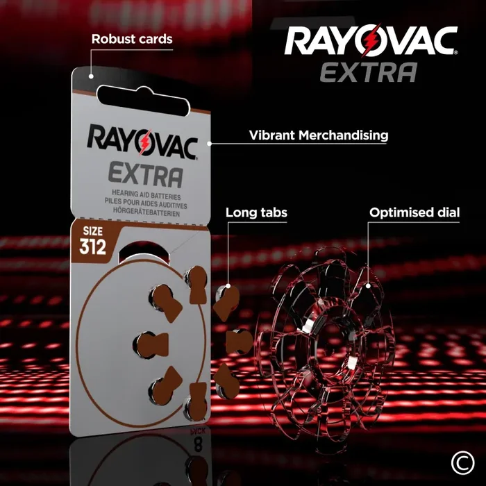 64 Batterie per Apparecchi Acustici Rayovac Extra Misura 312-8 Blister da 8 Pile - immagine 3