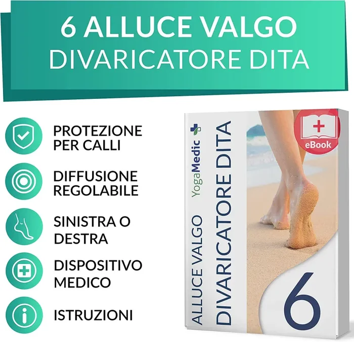 6x Tutore Alluce Valgo Correttore Trasparente YogaMedic® – Separatore Dita Piede – Supporti per i piedi – Raddrizza dita silicone, dita a martello, divaricatore - immagine 2