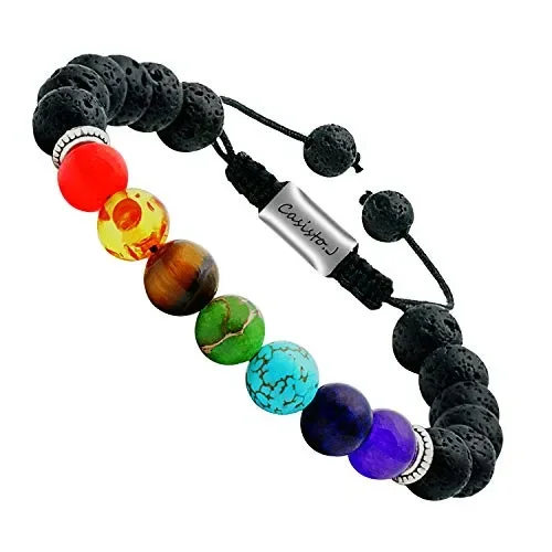 7 Cristalli Chakra Pietre Bracciale Uomo e Donna, Tibetano, Braccialetti Ckl1 Moda