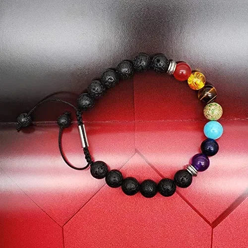 7 Cristalli Chakra Pietre Bracciale Uomo e Donna, Tibetano, Braccialetti Ckl1 Moda - immagine 2