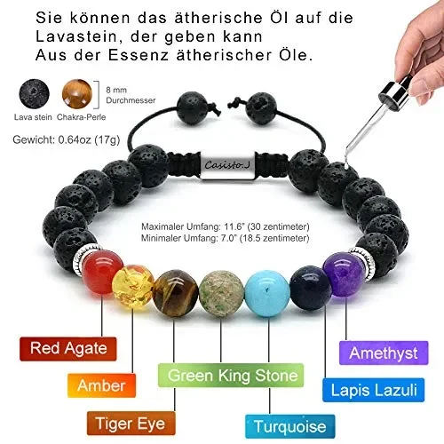 7 Cristalli Chakra Pietre Bracciale Uomo e Donna, Tibetano, Braccialetti Ckl1 Moda - immagine 3