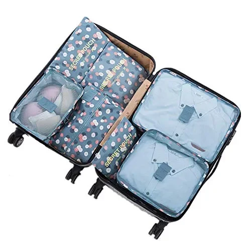 7 Set Sistema di Cubo Viaggio – 3 Cubi Imballaggio + 3 2blue Flower