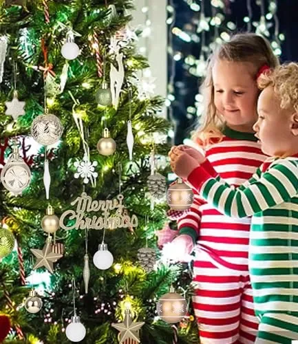 70 Pezzi Addobbi Natalizi Infrangibili Albero Natale con Gancio,Palline di Natale champagne oro Natalizie,In Plastica Infrangibile,Palle Di Natale Grandi E Piccole per Albero di Natale,Feste,Matrimoni - immagine 3