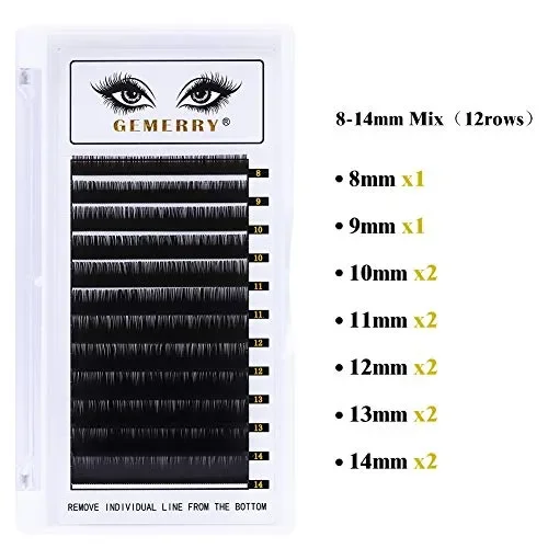 8-14mm Mix Ciglia One to Extension Seta mix, 0.20mm D curl - immagine 2