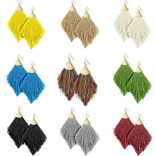 9 Paia Orecchini con Nappa Pendenti Frange di…