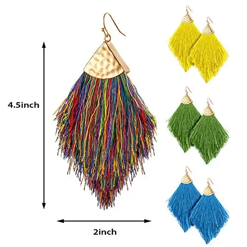 9 Paia Orecchini con Nappa Pendenti Frange di… - immagine 2