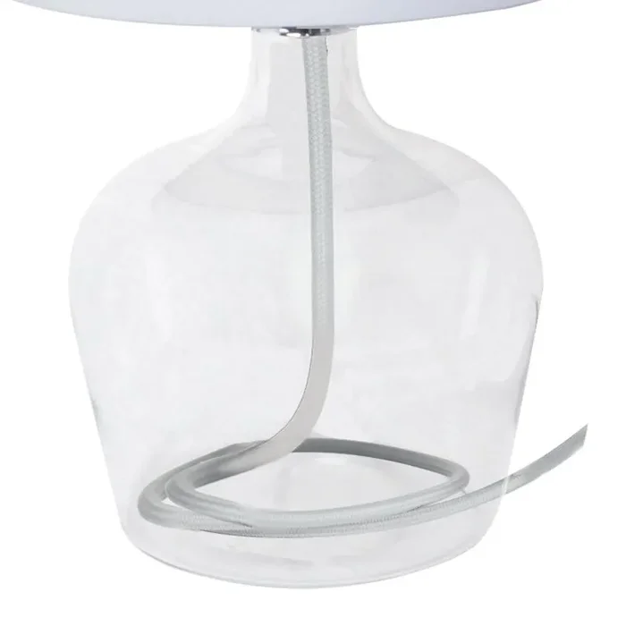 Abat jour Fusto Vetro Trasparente paralume Tessuto Bianco Lampada Moderna E27 - immagine 2