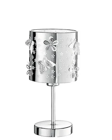 Abat Jour Moderna Acciaio Intaglio Fiori Farfalle Lampada da Tavolo Moderna E14