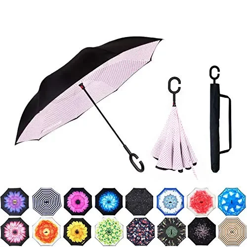 Abccanopy, ombrello invertito a doppio strato, antivento, in Pois Rosa Moda