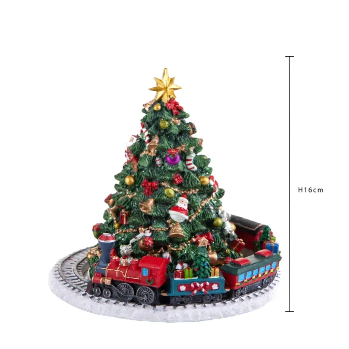 Abete Carillon con Treno Musica e Movimento H16 cm in Resina - immagine 2