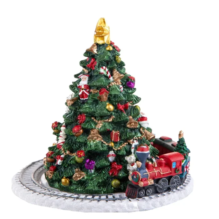 Abete Carillon con Treno Musica e Movimento H16 cm in Resina - immagine 3