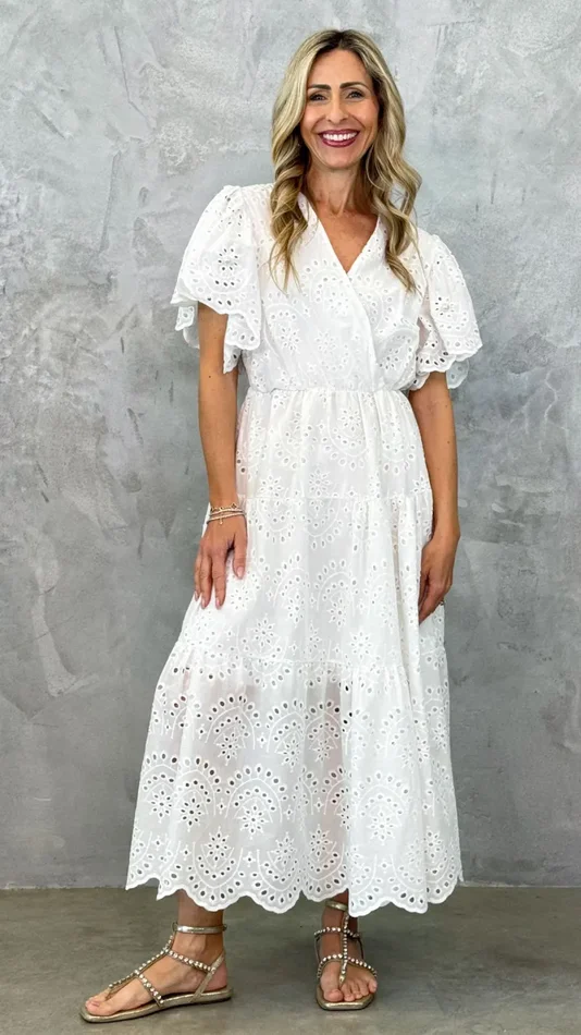 ABITO IN PIZZO SANGALLO CON MANICA ROUGE Online