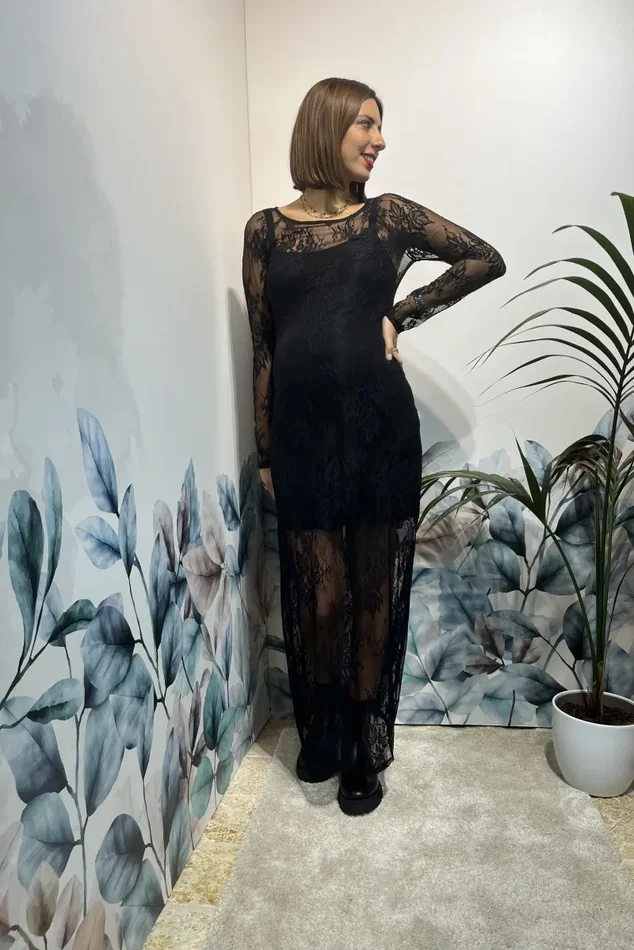 ABITO LUNGO IN PIZZO Vendita calda online - immagine 3