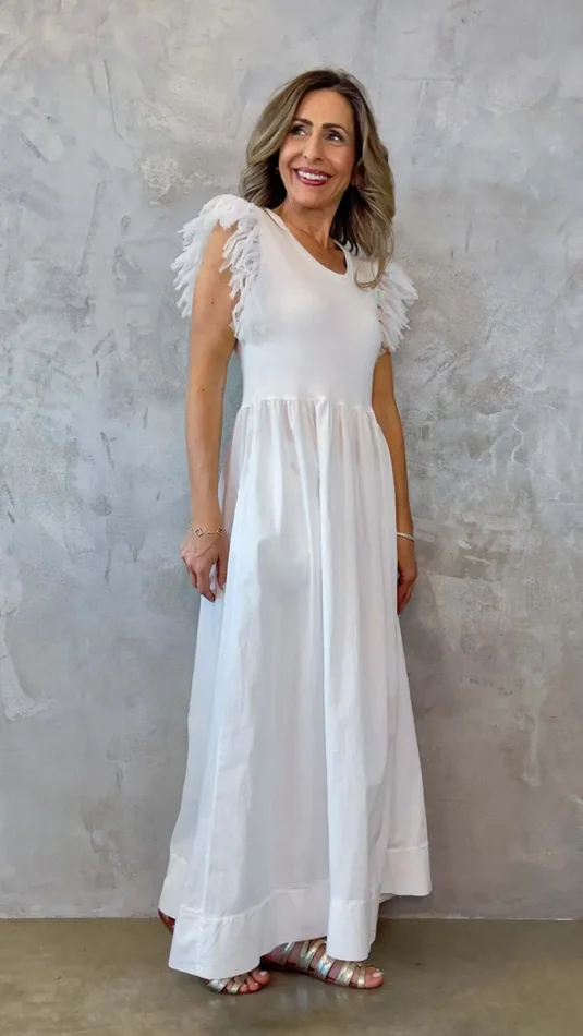 ABITO SMANICATO CON TULLE - immagine 2