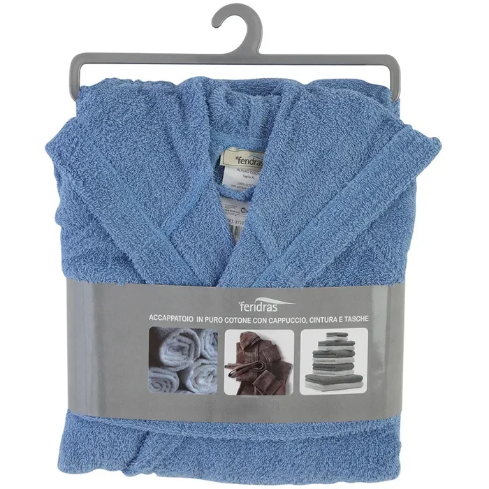 Accappatoio in Spugna di Cotone Azzurro Feridras
