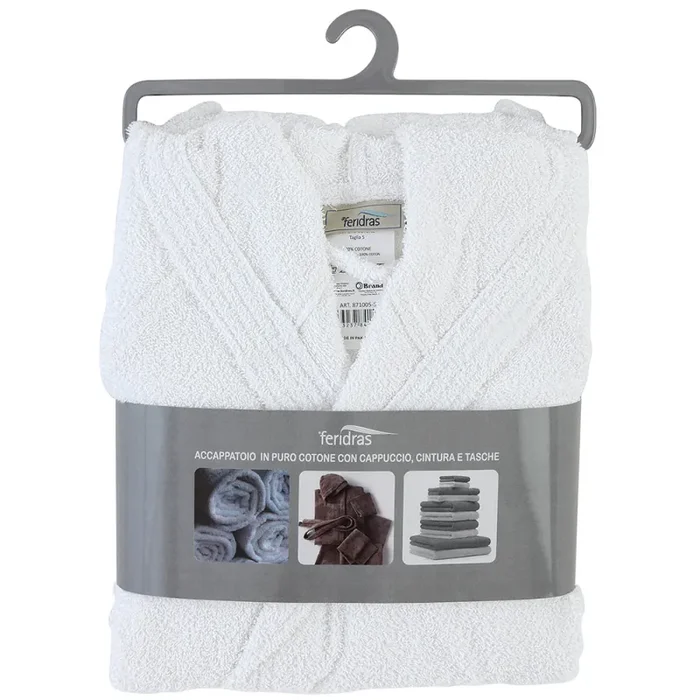 Accappatoio in Spugna di Cotone Bianco Feridras Vendita calda