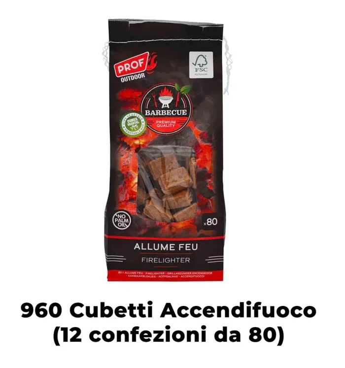 Accendifuoco Eco a Cubetti 960pz in 12 Buste per Accensione Barbecue - immagine 2