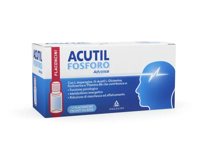 Acutil Fosforo Advance, Integratore Alimentare a Base di L-asparagina, Fosfoserina, N-acetil L-glutamina, e Vitamina B6. 10 Flaconcini Pronti da Bere