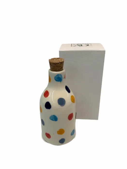 AD- OLIERA A POIS IN CERAMICA 100 ML CM 6X14 CON ASTUCCIO BIANCO