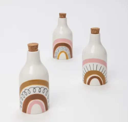 AD- OLIERA ARCOBALENO IN CERAMICA STILE BOHO 3 ASSORTITI 6X14 CM CON ASTUCCIO