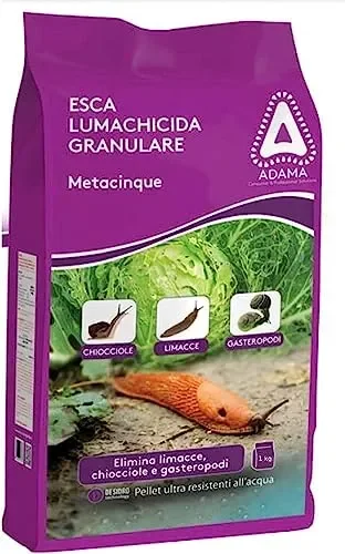 adama Esca LUMACHICIDA GRANULARE METACINQUE 1 kg Elimina limacce, lumache, chiocciole e gasteropodi Fornitura