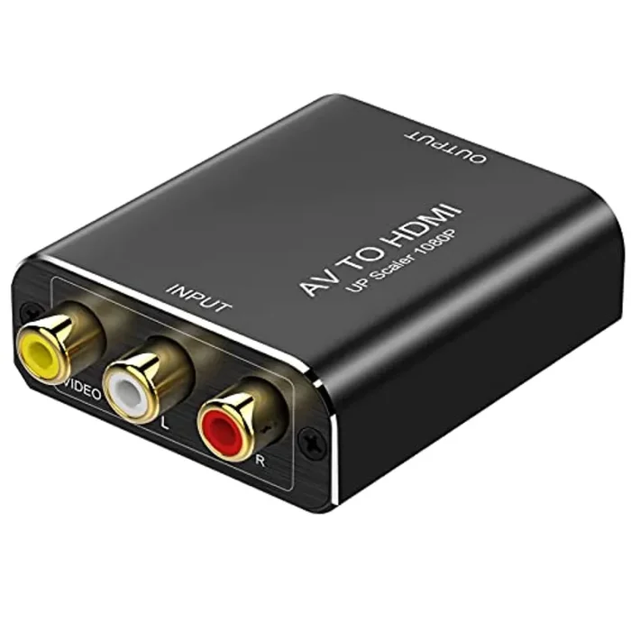 Adattatore RCA a HDMI in alluminio, 3 RCA composito AV a HDMI Convertitore con cavo AV e USB per PC/Xbox/PS4/PS3/TV/STB/VHS/DVD/Camera/Wii