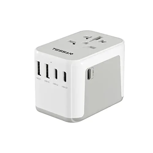 Adattatore Universale da Viaggio, TESSAN Presa Universale da Viaggio con 2USB e 3USB C, Adattatore da Viaggio, Adattatore Universale per Italia Inghilterra Germania America Australia