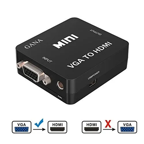 Adattatore VGA a HDMI, GANA 1080P Full HD Convertitore D-SUB a HDMI con cavo… Moda