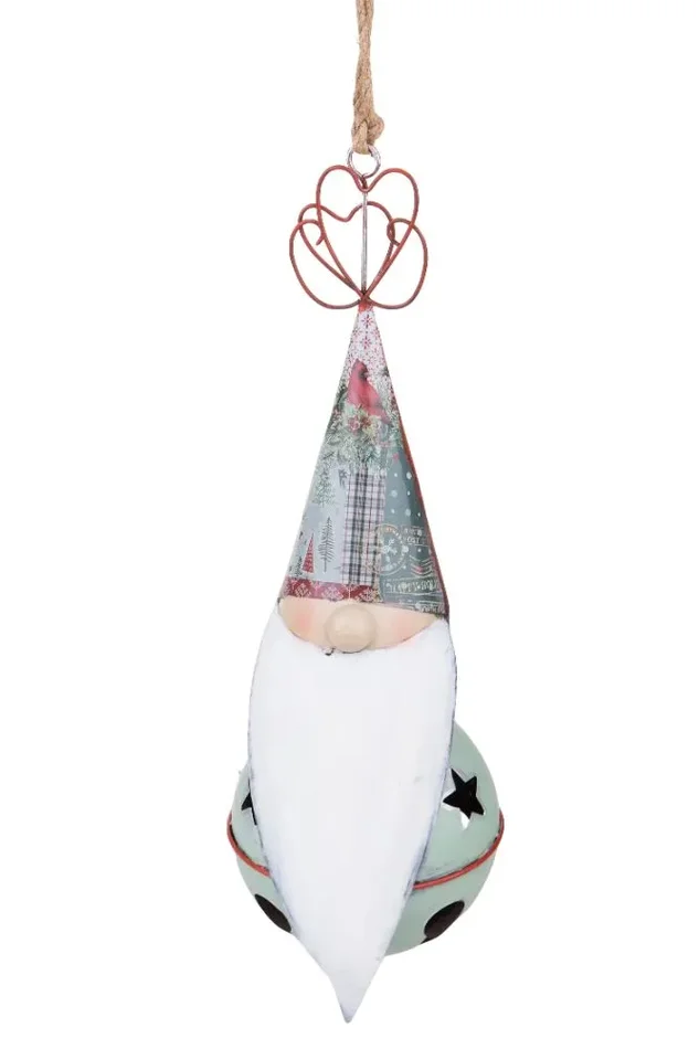 Addobbi Natalizi Sfera Babbo Natale da Appendere Ø 16 cm in Metallo