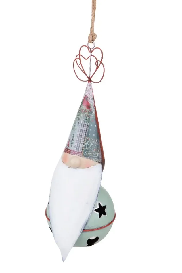 Addobbi Natalizi Sfera Babbo Natale da Appendere Ø 16 cm in Metallo - immagine 2