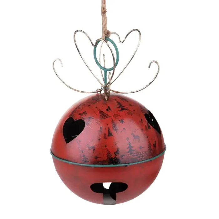 Addobbi Natalizi Sfera da Appendere Ø 20 cm in Metallo Rosso e Verde