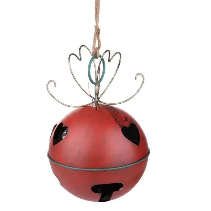 Addobbi Natalizi Sfera da Appendere Ø 20 cm in Metallo Rosso e Verde - immagine 2