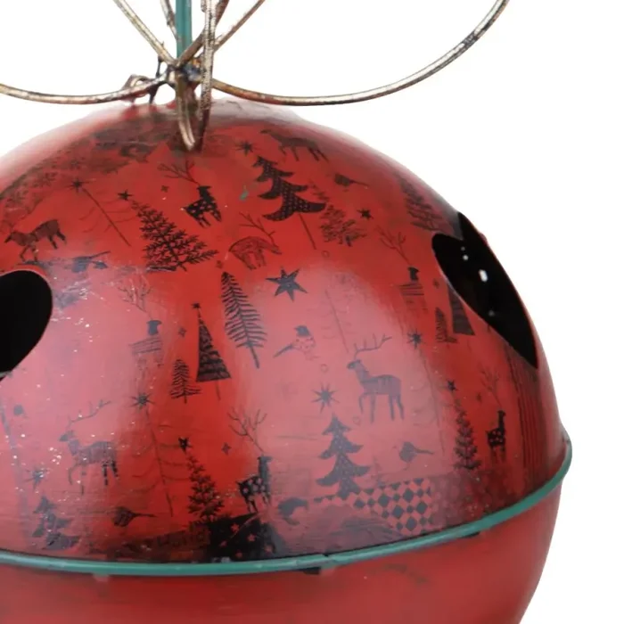 Addobbi Natalizi Sfera da Appendere Ø 20 cm in Metallo Rosso e Verde - immagine 3