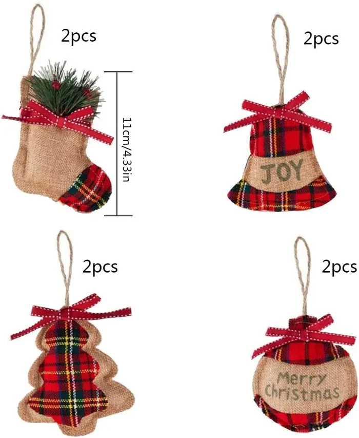 Addobbo per Albero di Natale 8Pcs Decorazione natalizia Campana/Albero di Natale/Calza/Calza Forme a sfera per albero di Natale Pendente Campana Festa per la casa Decorazioni per la casa Campana - immagine 2