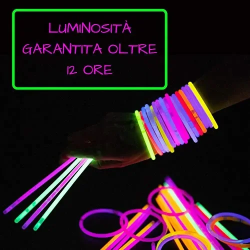 Adelama Braccialetti Luminosi Fluorescenti Fluo per Feste Glowstick Party… - immagine 2
