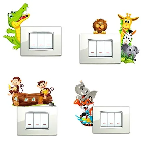 ADESIVI MURALI BAMBINI PER INTERRUTTORE 5 PEZZI GIRAFFA ZEBRA…