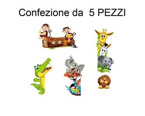 ADESIVI MURALI BAMBINI PER INTERRUTTORE 5 PEZZI GIRAFFA ZEBRA… - immagine 2