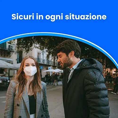 ADESTE – 50 Mascherine FFP2 Bianche Certificate CE, filiera controllata, anallergiche, con elastici comodi e resistenti. Sicura: capacità filtrante >99,5%, Buste singole sigillate. - immagine 3