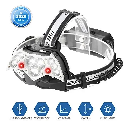 Aerb [2020 New] Lampada da Testa, Torcia Frontale LED USB, 10 Super…